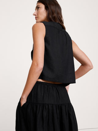Camiseta sin mangas de lino con doble lazo.