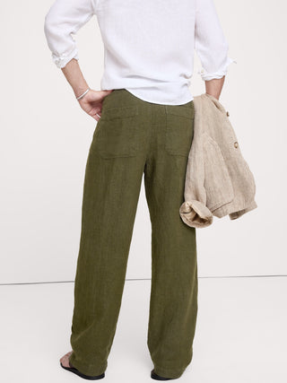 Pantalón de playa utilitario relajado de lino.