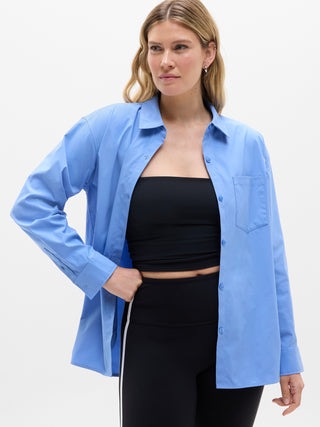 Camisa Oversize Manga Larga con Bolsillos