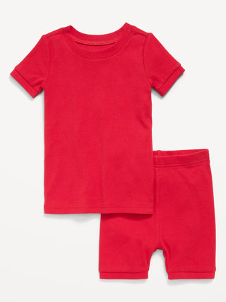 Conjunto de pijama ajustado de canalé para niños pequeños y bebés.