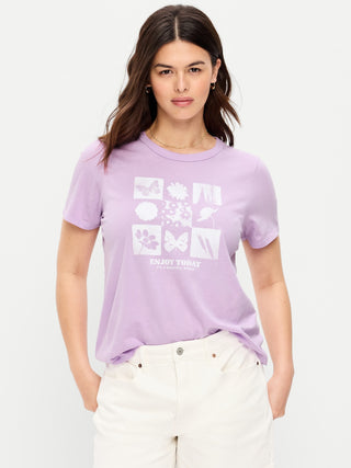 Camiseta con gráfico y logo de cuello redondo EveryWear.