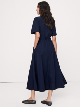 Vestido camisero de popelina de algodón.
