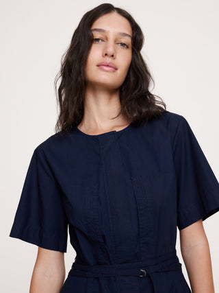 Vestido camisero de popelina de algodón.