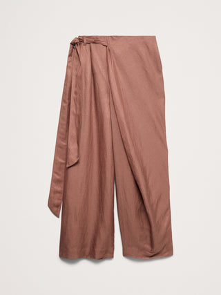 Pantalón palazzo de viscosa y lino.