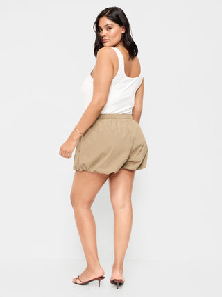 Shorts de popelina con dobladillo abullonado.