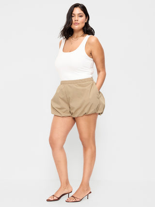 Shorts de popelina con dobladillo abullonado.
