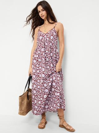 Vestido largo bohemio sin mangas.