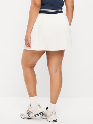 Falda pantalón microplisada de cintura extra alta.