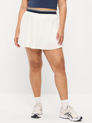 Falda pantalón microplisada de cintura extra alta.