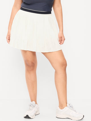 Falda pantalón microplisada de cintura extra alta.
