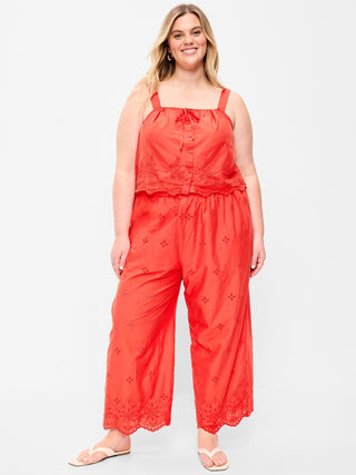 Pantalón ancho con corte de cintura alta.