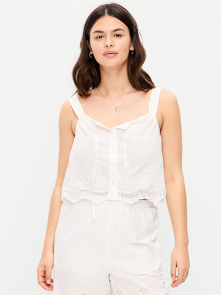 Camiseta sin mangas con lazo al frente.