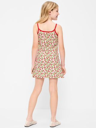 Vestido con vuelo de canalé ajustado sin mangas para niñas.
