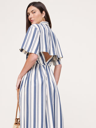 Vestido camisero de popelina con espalda abierta.