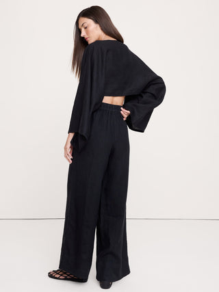 High-Rise Wide-Leg Linen Pull-On Ankle Pant.