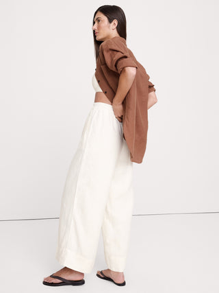 High-Rise Wide-Leg Linen Pull-On Ankle Pant.