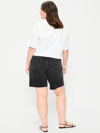 Shorts vaqueros holgados de tiro medio, entrepierna de 9 pulgadas.