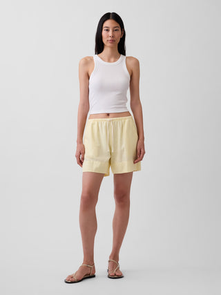 Shorts fáciles de mezcla de lino de 6".