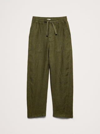 Pantalón de playa utilitario relajado de lino.