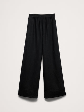 High-Rise Wide-Leg Linen Pull-On Ankle Pant.