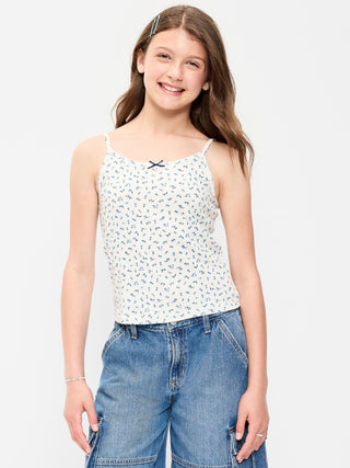 Camiseta sin mangas estampada ajustada para niñas.