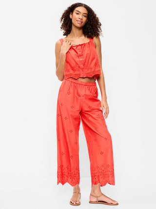 Pantalón ancho con corte de cintura alta.