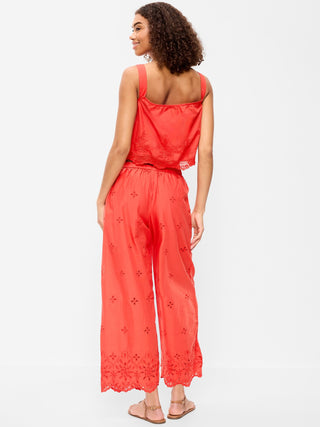 Pantalón ancho con corte de cintura alta.