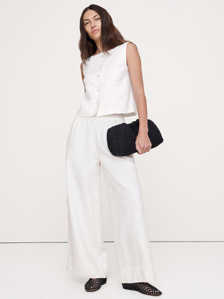 High-Rise Wide-Leg Linen Pull-On Ankle Pant.
