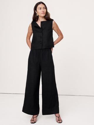 High-Rise Wide-Leg Linen Pull-On Ankle Pant.