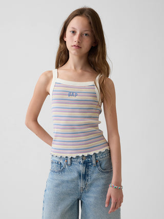 Camiseta sin Mangas con Logo Bordado, Niña