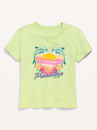 Camiseta gráfica de manga corta para niñas.