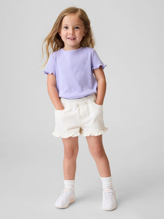 Shorts vaqueros sin cordones con volantes para bebés y niños pequeños.