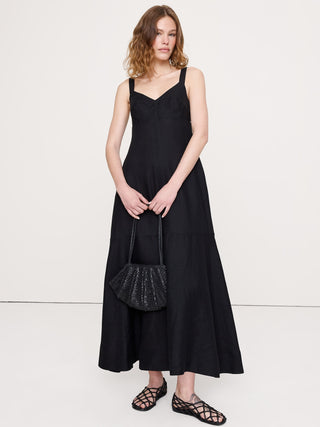 Vestido Largo con Tirantes Detalle Vuelo de Lino
