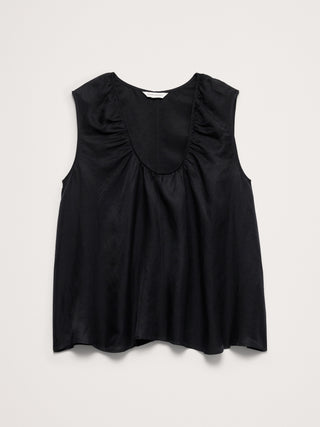 Camiseta sin mangas de viscosa y lino con cuello redondo.