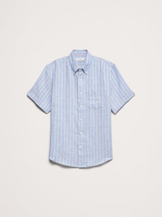 Camisa Manga Corta con Bolsillo de Lino