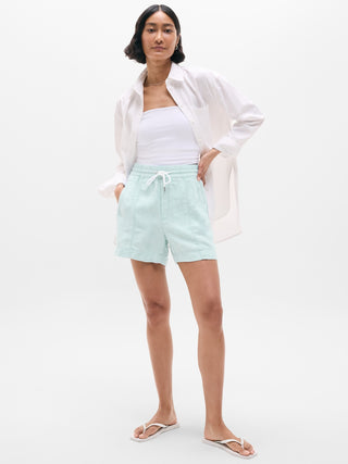 Linen Elastic Waist Shorts