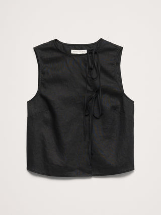 Camiseta sin mangas de lino con doble lazo.