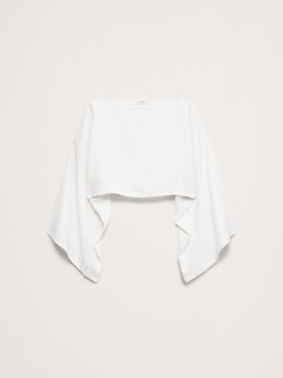 Top corto de lino con cuello barco.
