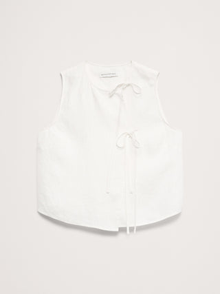 Camiseta sin mangas de lino con doble lazo.