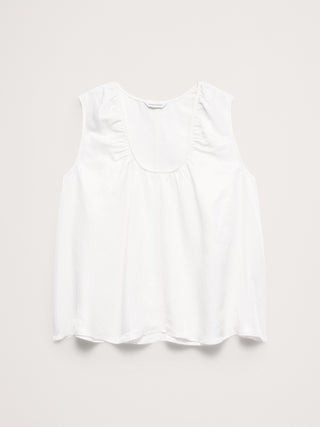 Camiseta sin mangas de viscosa y lino con cuello redondo.