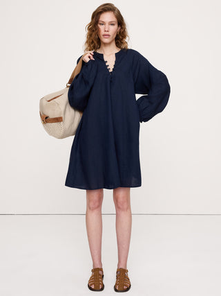 Linen Kaftan Mini Dress.