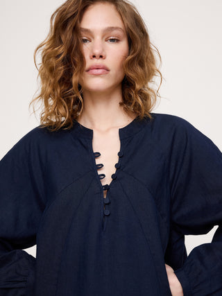 Linen Kaftan Mini Dress.