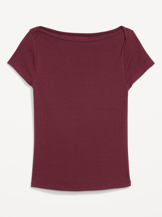 Camiseta Ajustada con Cuello Barco
