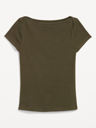 Camiseta Ajustada con Cuello Barco
