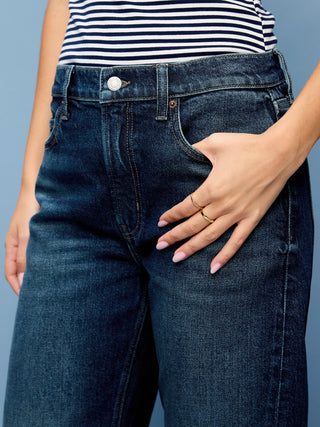 Mid-Rise Twisted-Seam Flare Jeans.