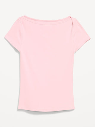 Camiseta Ajustada con Cuello Barco