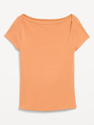 Camiseta Ajustada con Cuello Barco