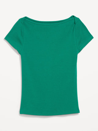 Camiseta Ajustada con Cuello Barco