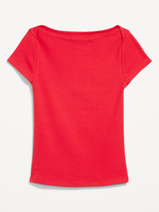 Camiseta Ajustada con Cuello Barco