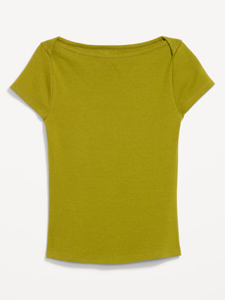 Camiseta Ajustada con Cuello Barco